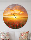 Poppy Field under Bright Sunset - Oversized Landscapes Wall CLock