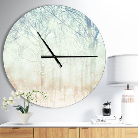 Winter with Foggy Forest - Oversized Landscapes Wall CLock