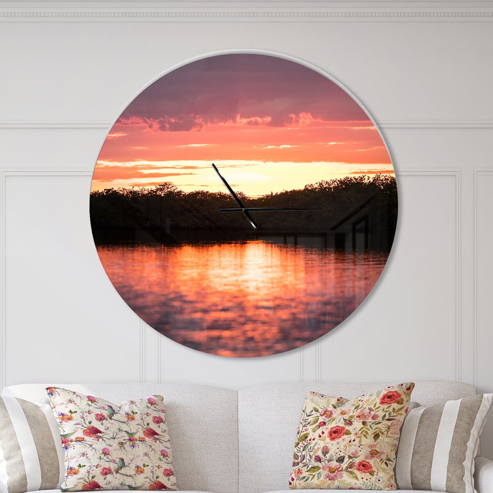 Sunset on Tropical Lagoon - Oversized Coastal Wall CLock