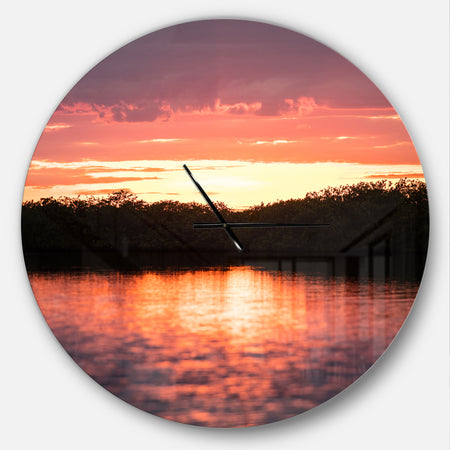 Sunset on Tropical Lagoon - Oversized Coastal Wall CLock