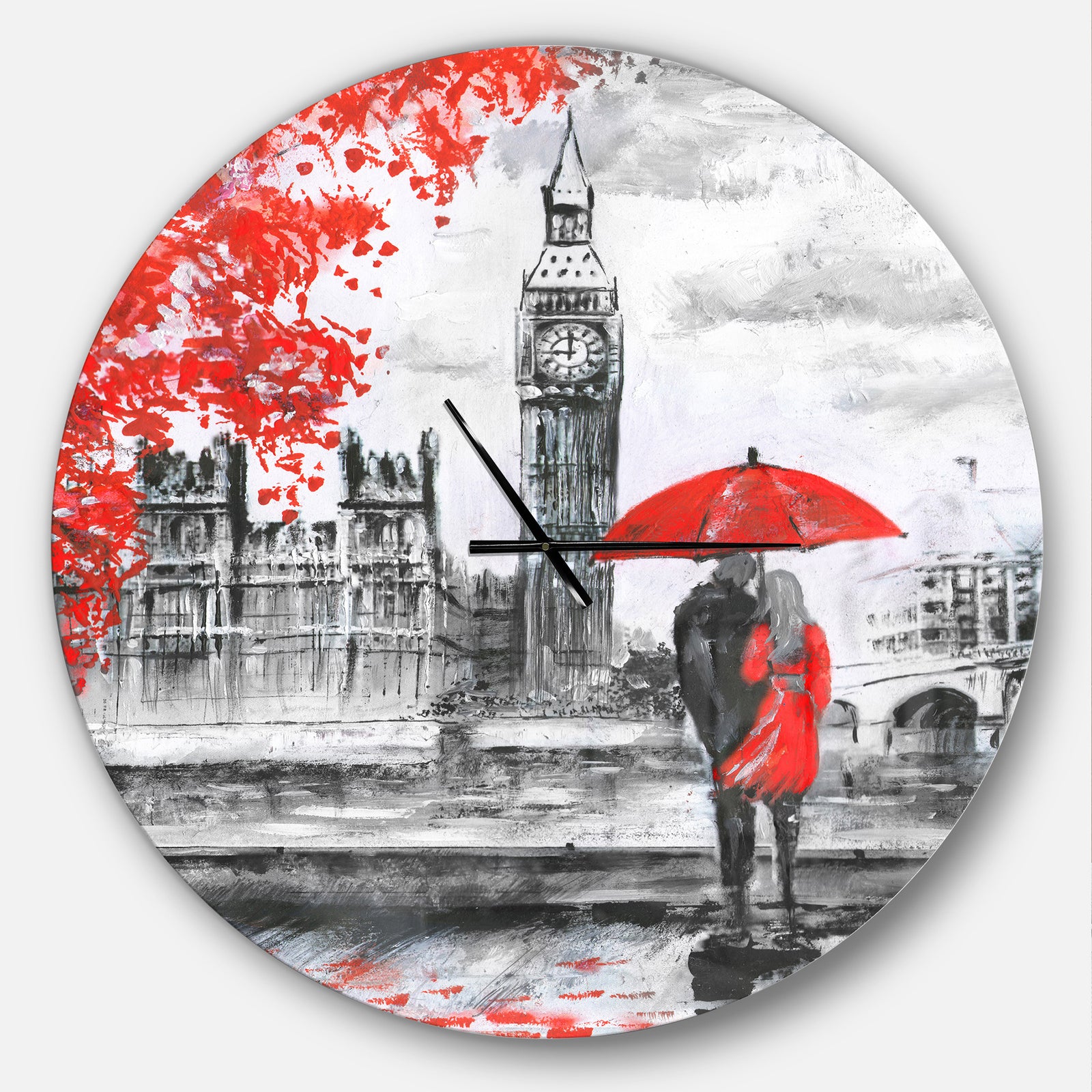 Couples Walking in London - Oversized French Country Wall CLock