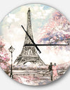 Eiffel with Pink Flowers - Oversized French Country Wall CLock