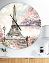 Eiffel with Pink Flowers - Oversized French Country Wall CLock