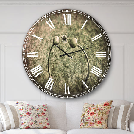 Fungus on Leather Surface - Landscape Large Wall CLock