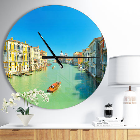 Green Grand Canal Venice - Oversized Coastal Wall CLock