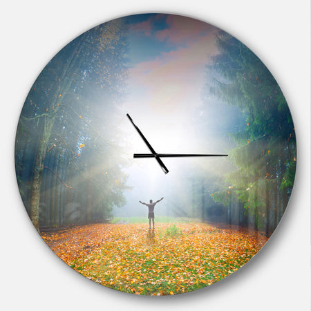 Men and Bright Sunlight Panorama - Oversized Landscapes Wall CLock