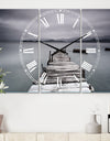 Pier and Boats at Seashore - Cottage 3 Panels Large Wall CLock