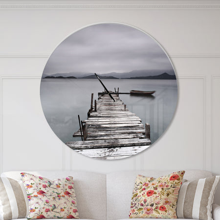 Pier and Boats at Seashore - Oversized Coastal Wall CLock