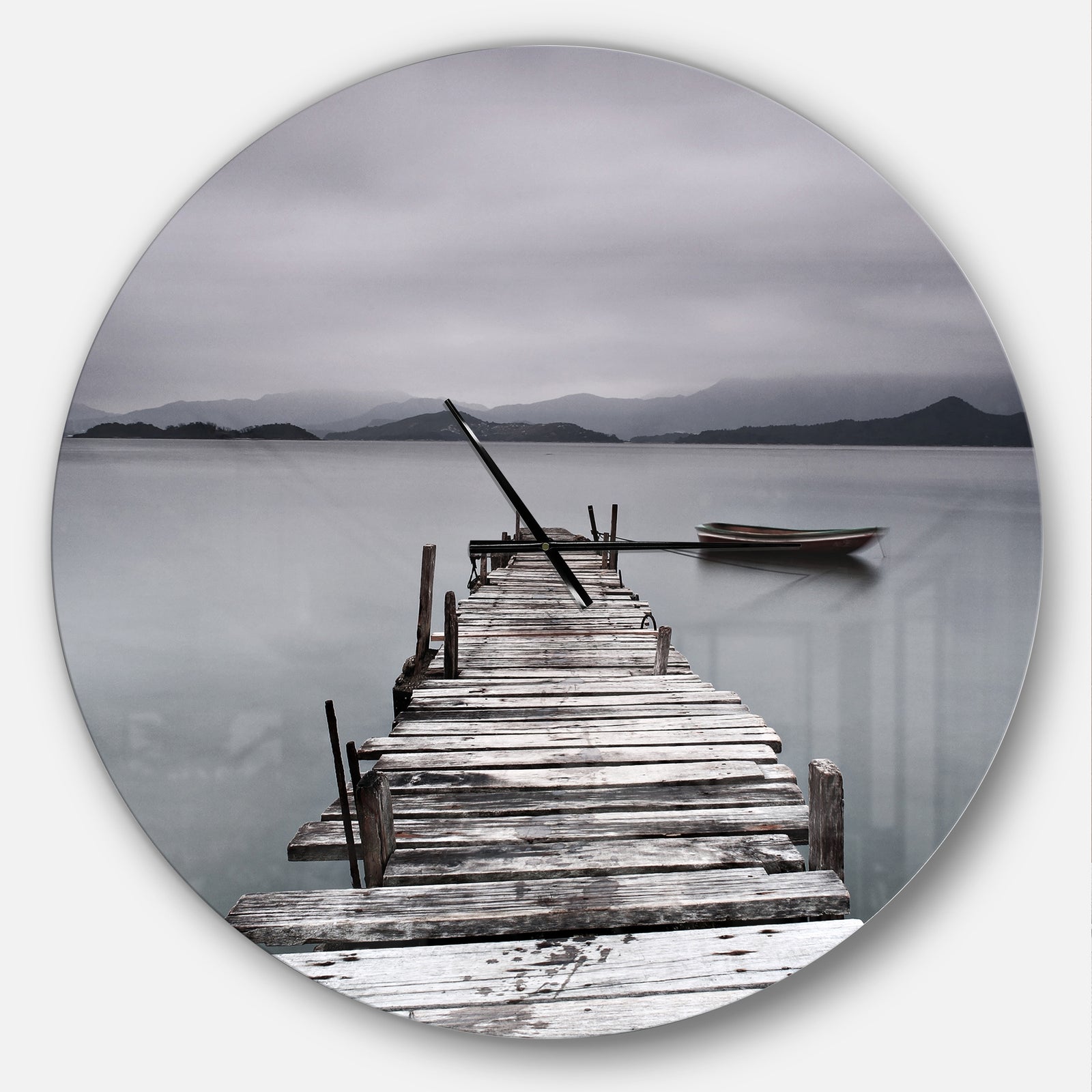 Pier and Boats at Seashore - Oversized Coastal Wall CLock