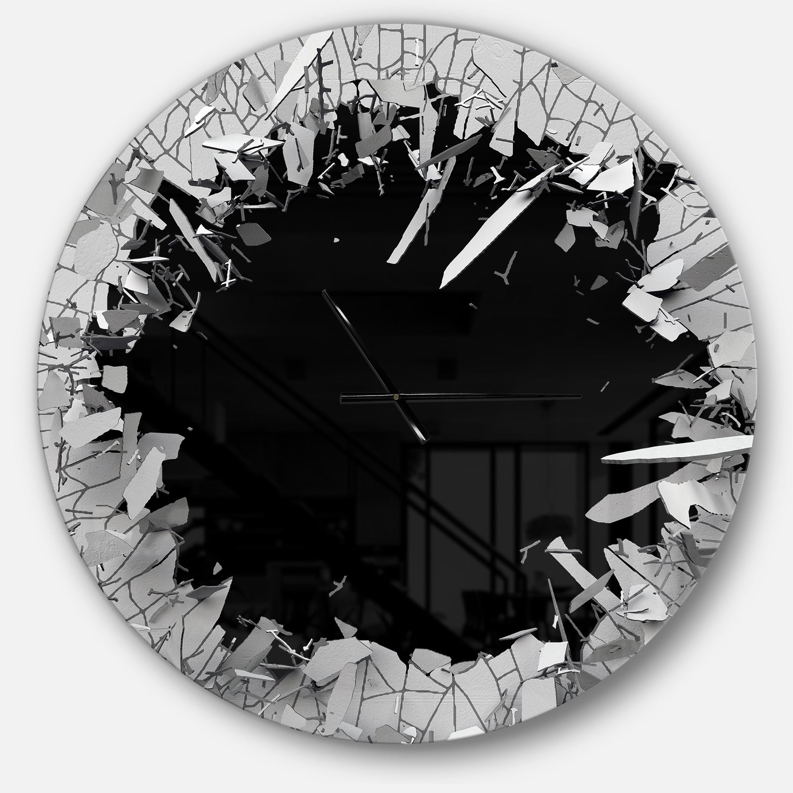 Strick & Bolton 'Abstract Broken Wall 3D Design - Metal Clock