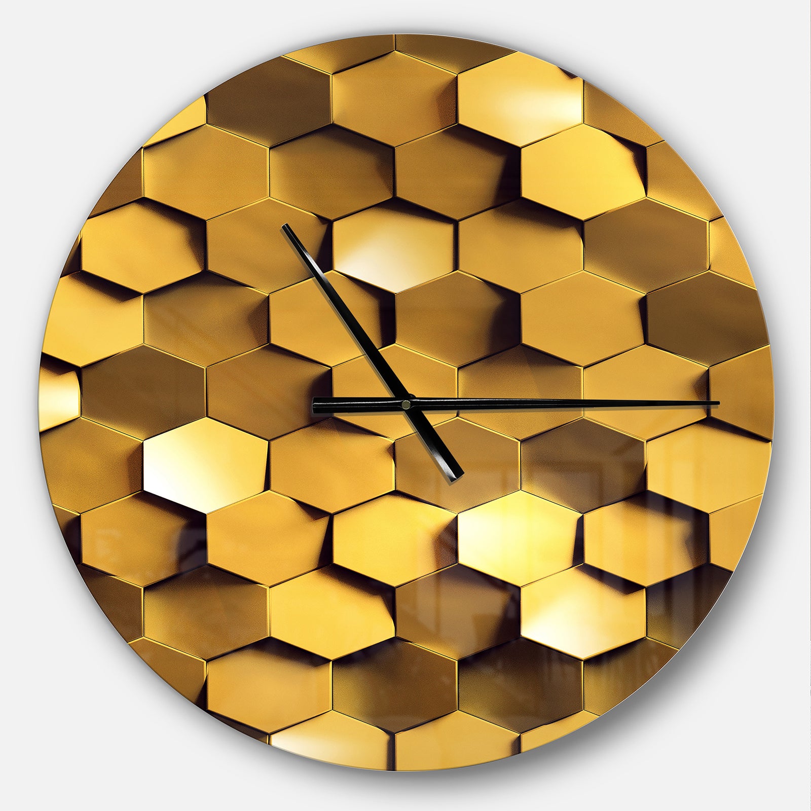 Golden Honeycomb Wall Texture - Oversized Modern Wall CLock