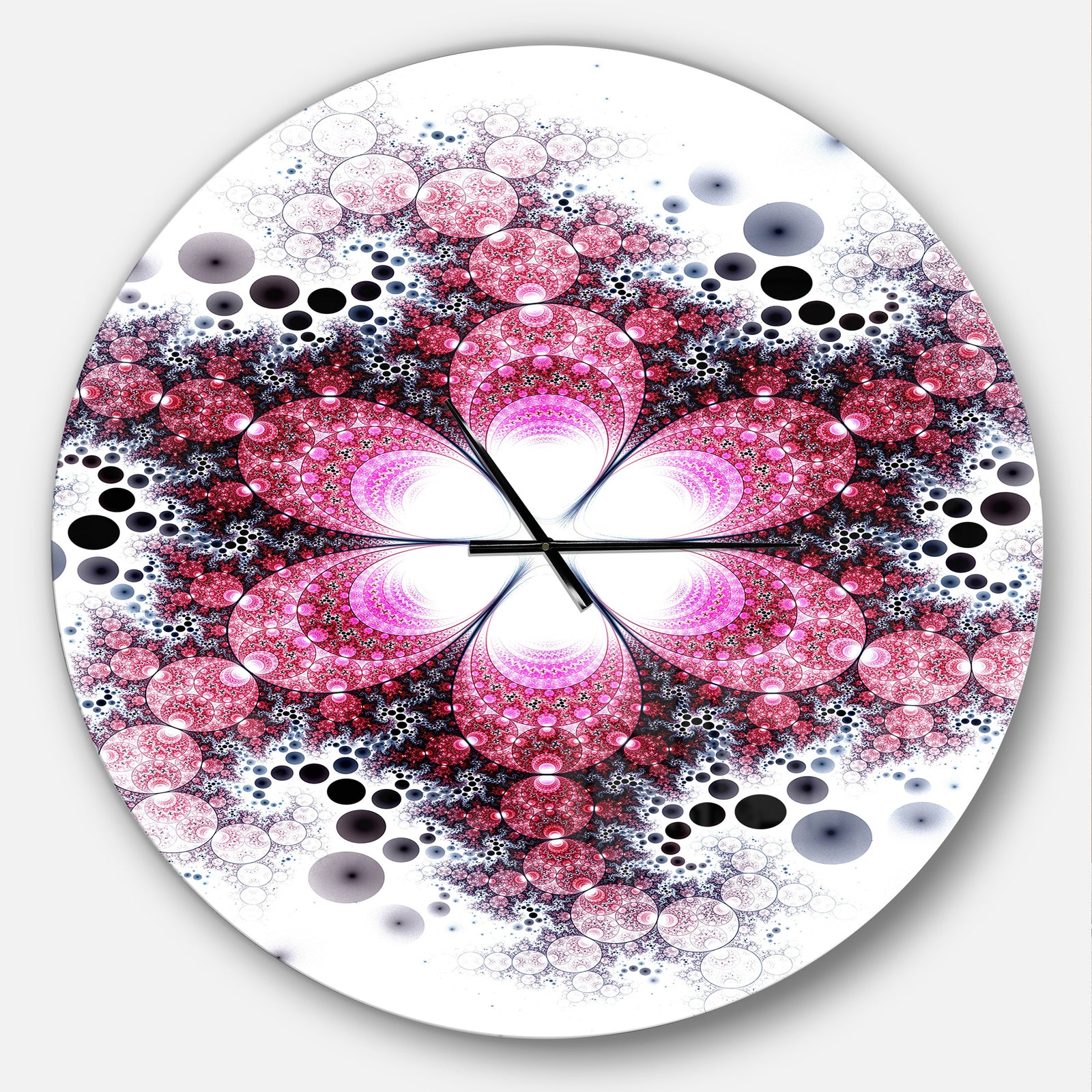 Violet Fractal Flower Pattern - Oversized Modern Wall CLock