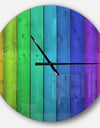 Rainbow Colors On Wooden - Oversized Modern Wall CLock