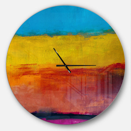 Yellow Blue Orange in Abstract Painting background - Oversized Modern Wall CLock
