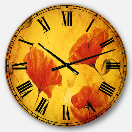Red Poppy Flower - Floral Wall CLock