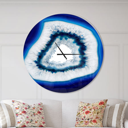 Slice of blue agate crystal - Oversized Modern Wall CLock
