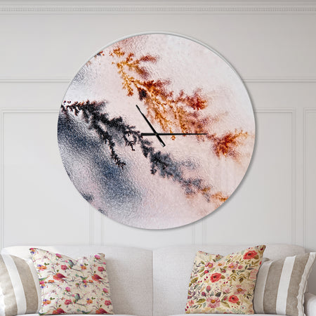 Moss Agate and Dendrite Crystals macro - Oversized Modern Wall CLock