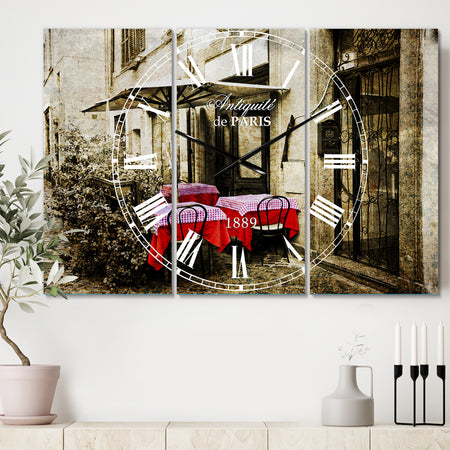 Restaurant Terrace on the street - Cottage 3 Panels Oversized Wall CLock