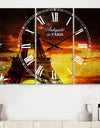 Sunset View with Paris Eiffel tower - Cottage 3 Panels Oversized Wall CLock