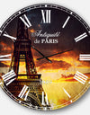 Sunset View with Paris Eiffel tower - Cityscapes Large Wall CLock