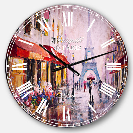Lovers in Paris Eiffel Tower - Cityscapes Large Wall CLock