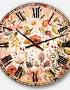 Hand drawn floral wreath - Floral Large Wall CLock