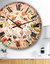 Hand drawn floral wreath - Floral Large Wall CLock