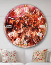 Bouquet of Red Sakura Flowers - Floral Large Wall CLock on Wrapped Canvas