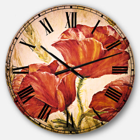 Three Poppies Flower - Floral Wall CLock