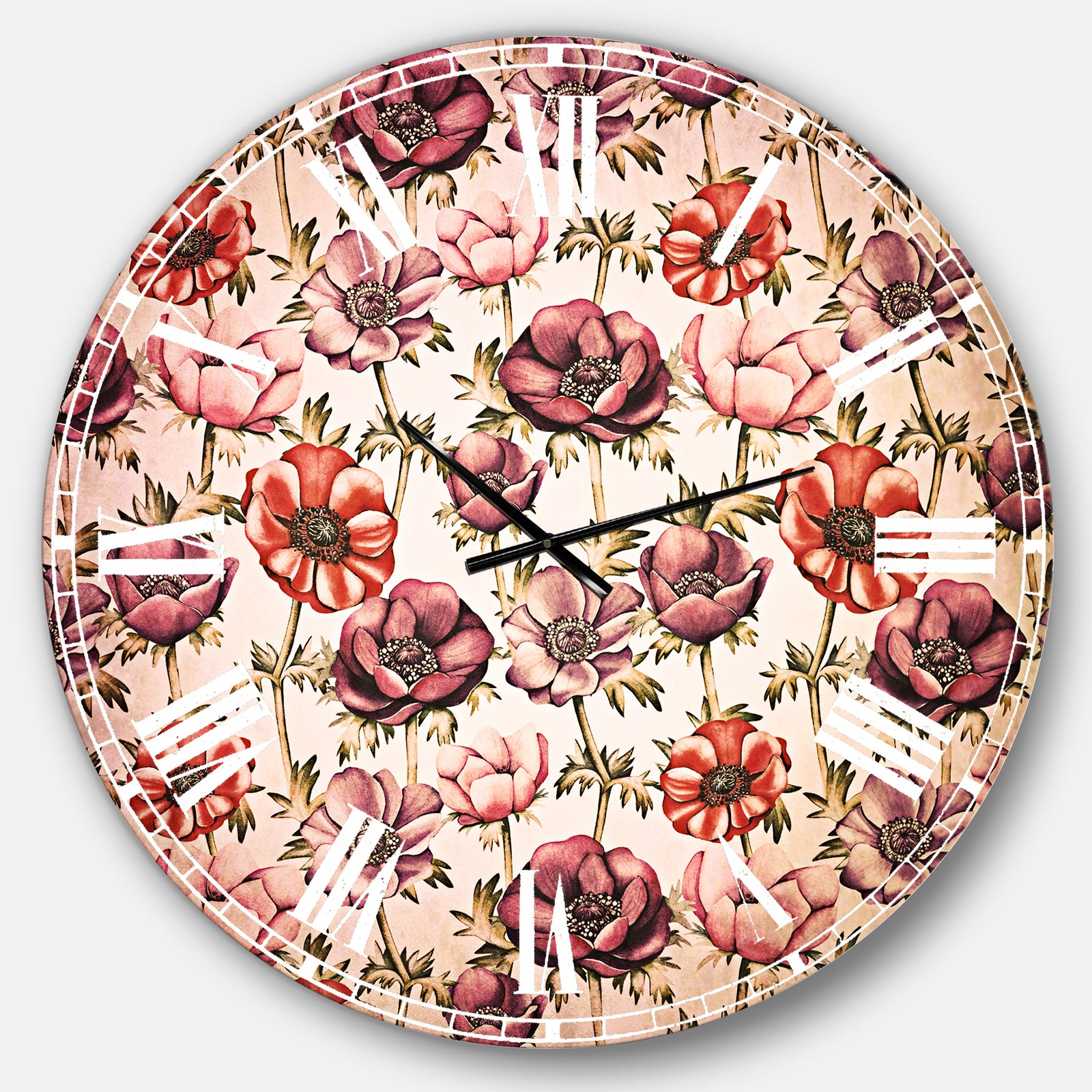 Colorful Abstract Floral Pattern - Floral Large Wall CLock