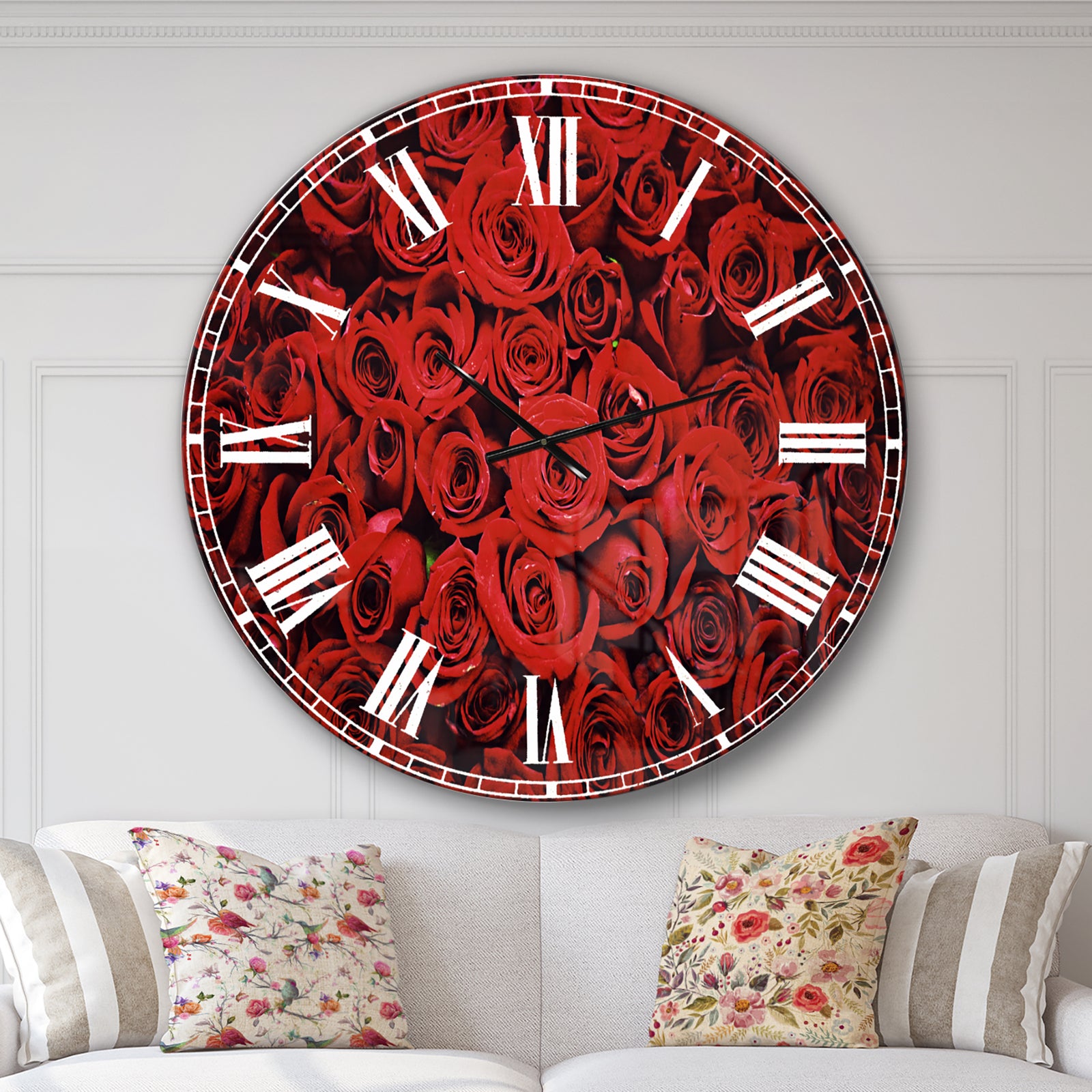 Winter Red Rose - Floral Oversized Wall CLock