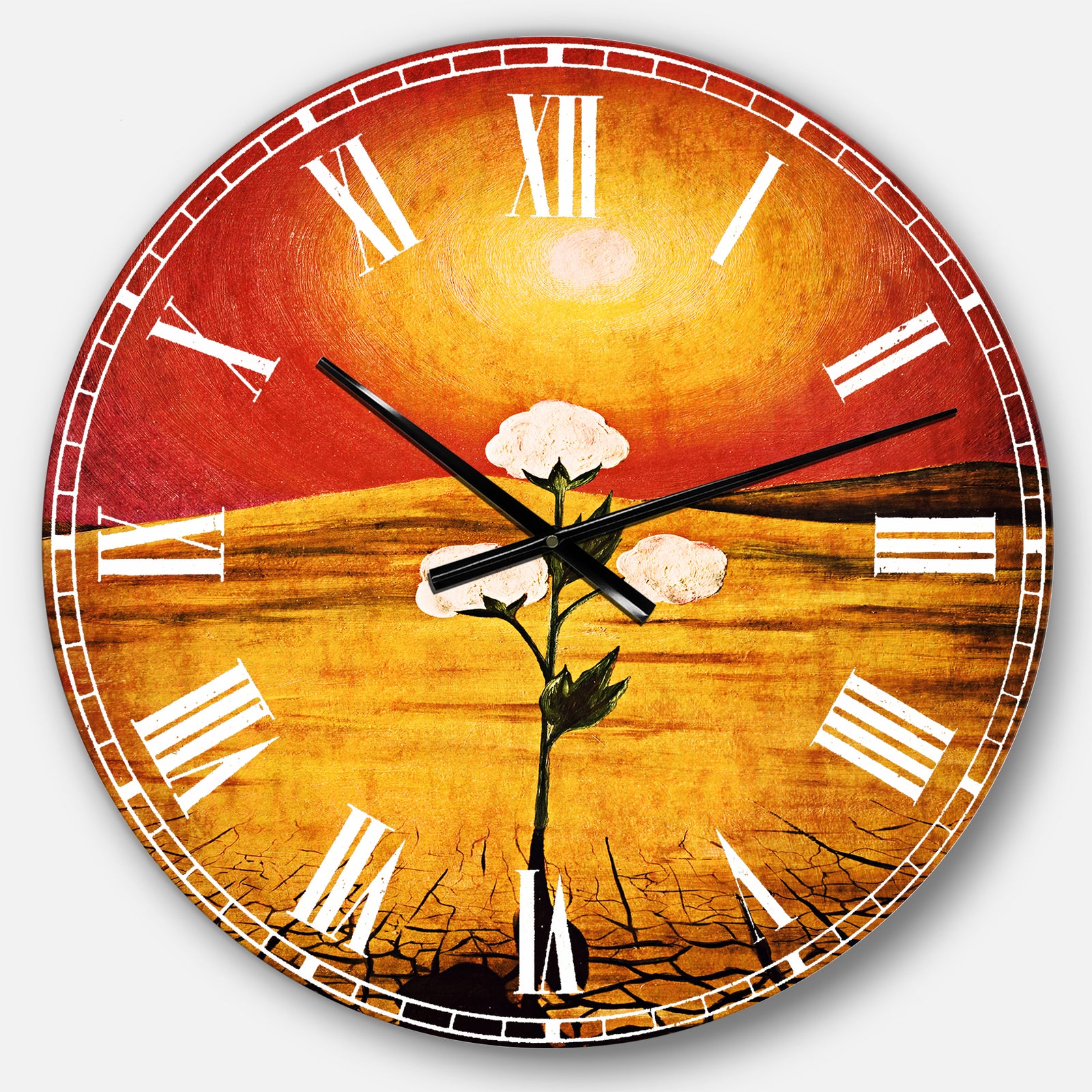 Bright Sun in Flower - Floral Large Wall CLock