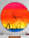 Tree and Red Sky Spring Season - Oversized Landscapes Wall CLock