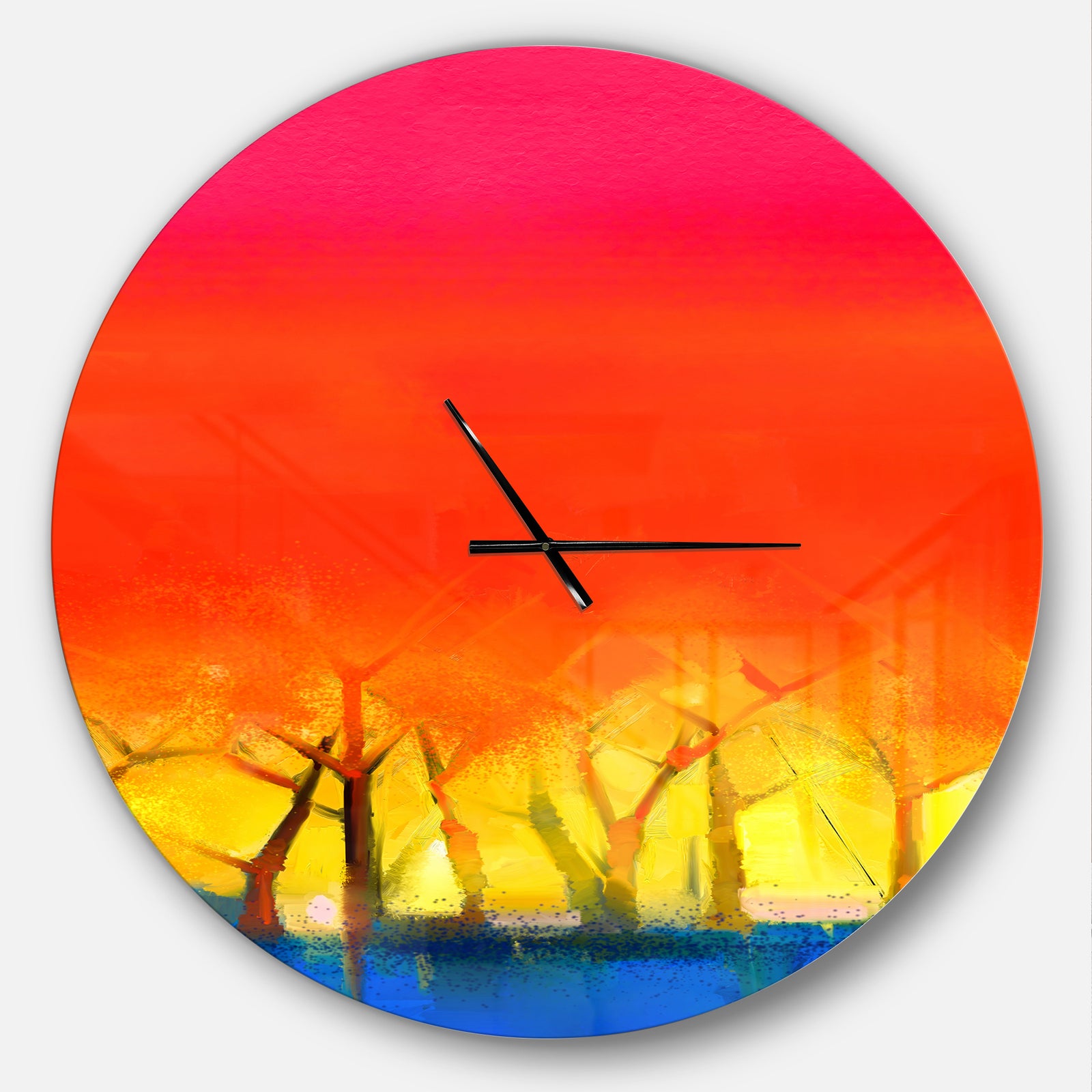 Tree and Red Sky Spring Season - Oversized Landscapes Wall CLock