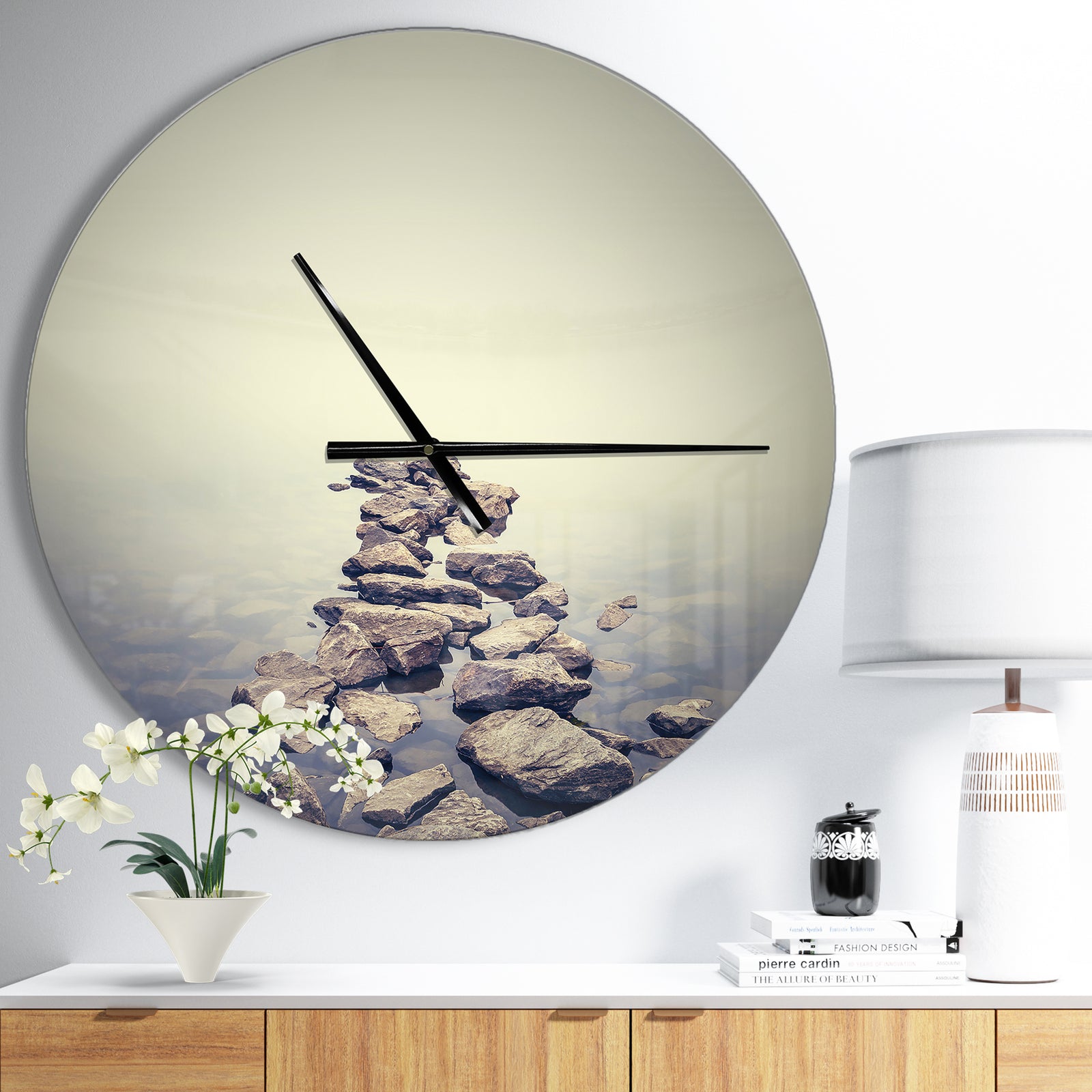 Ukraine Minimalist Misty landscape - Oversized Coastal Wall CLock