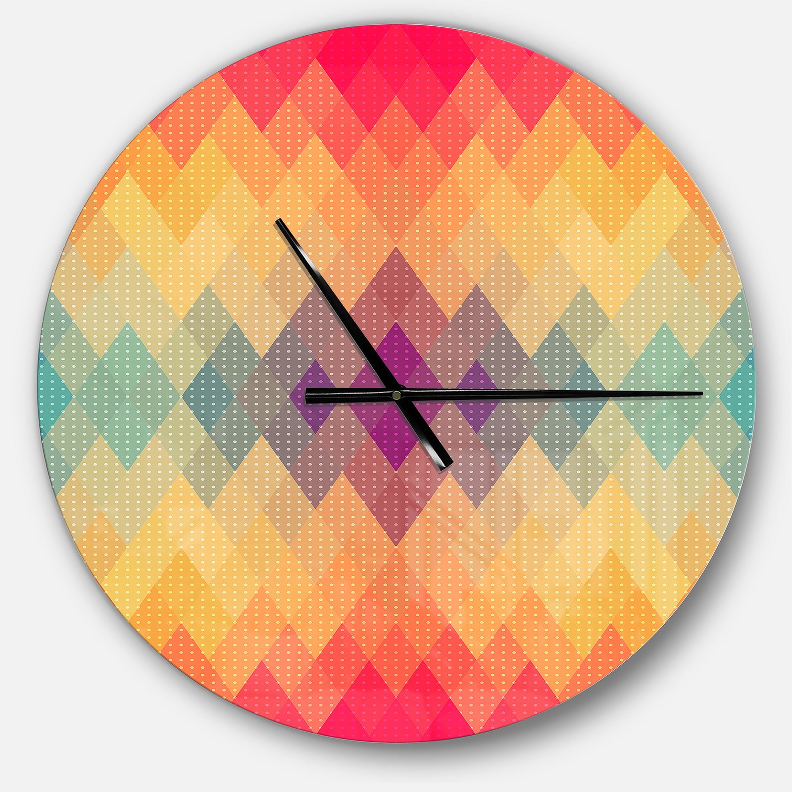 Colorful Geometric Pattern - Oversized Contemporary Wall CLock