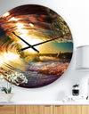 Colored Ocean Waves Falling Down III - Modern Seashore Wall CLock