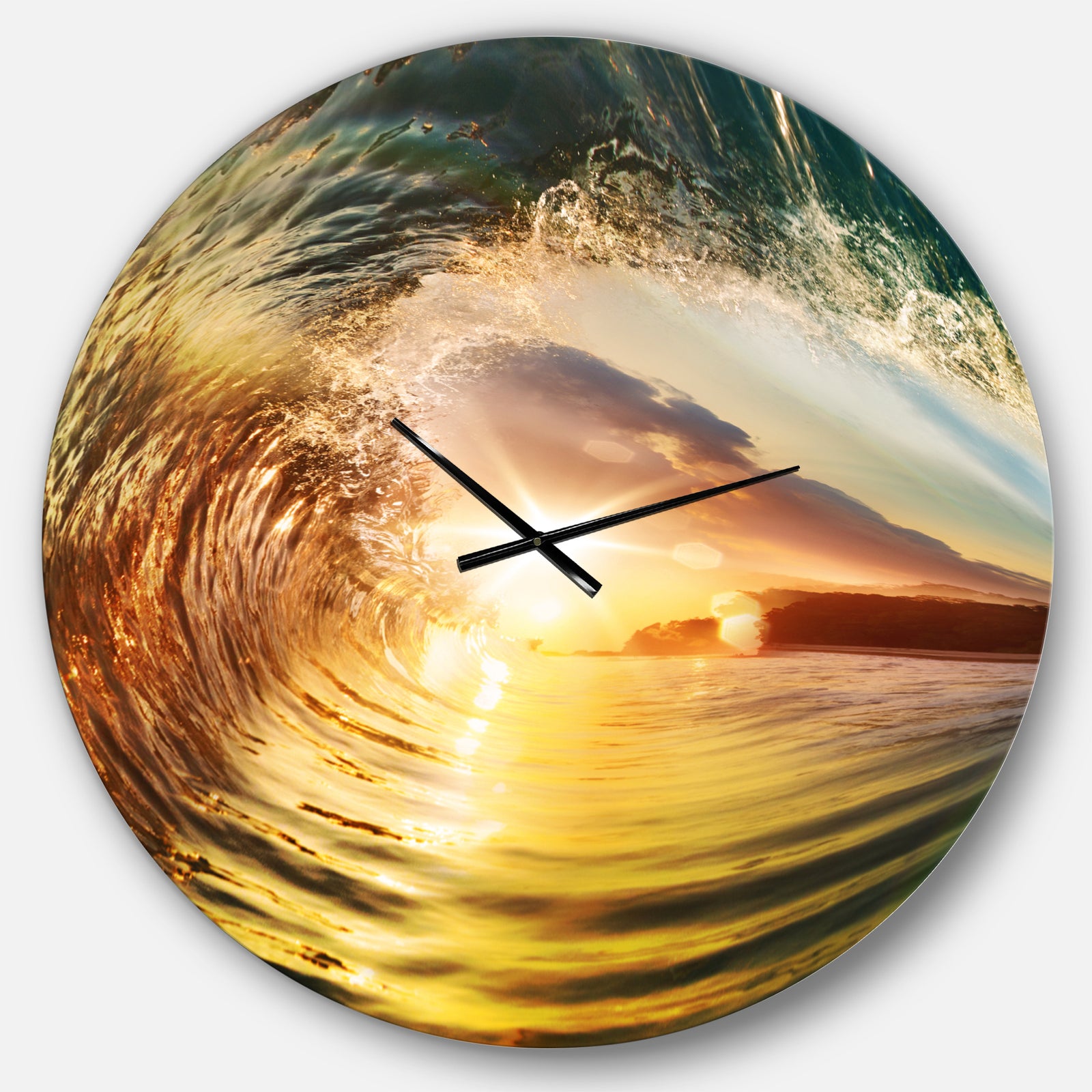 Colored Ocean Waves Falling Down IV - Modern Seashore Wall CLock