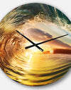 Colored Ocean Waves Falling Down V - Modern Seashore Wall CLock