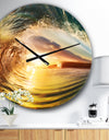 Colored Ocean Waves Falling Down V - Modern Seashore Wall CLock