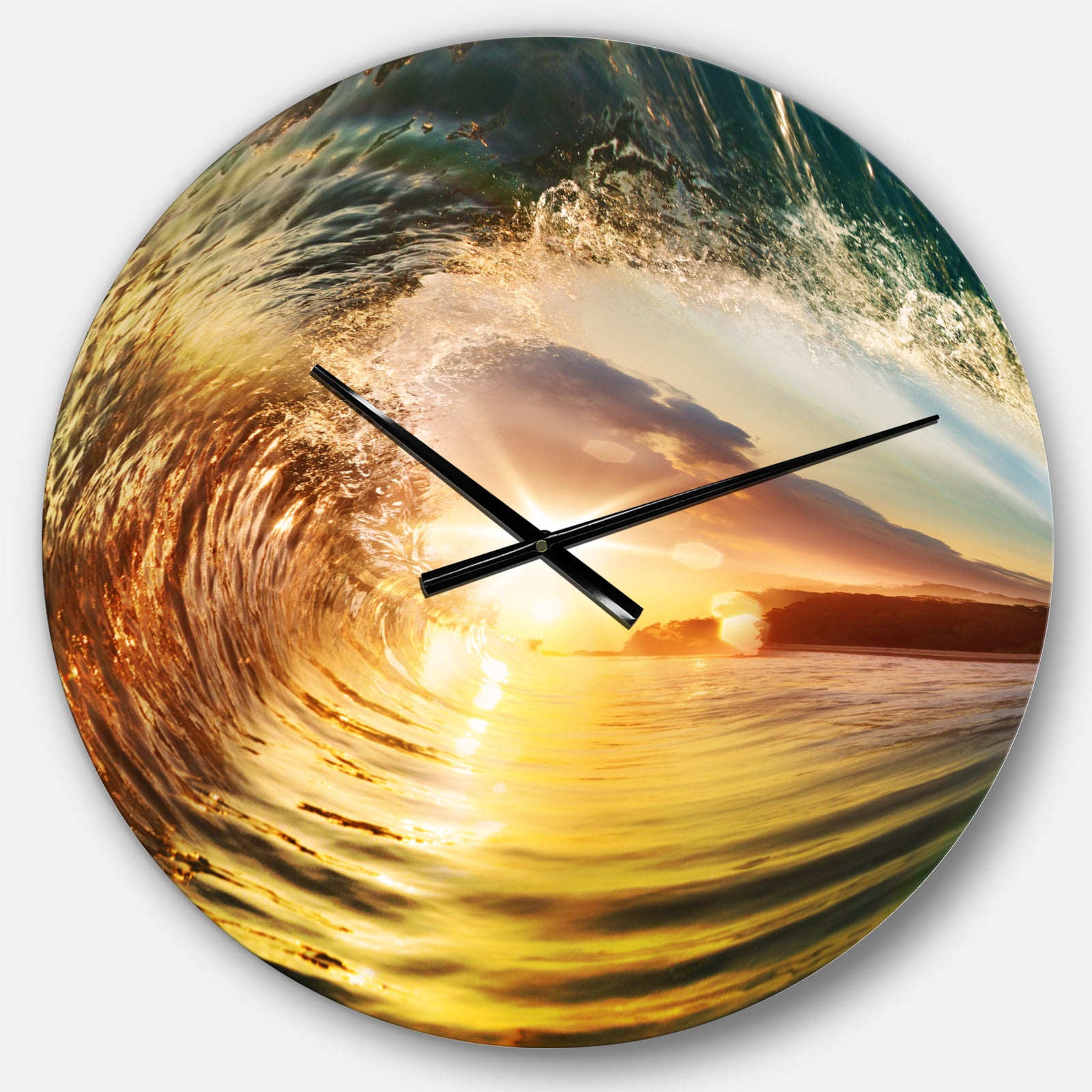 Colored Ocean Waves Falling Down V - Modern Seashore Wall CLock