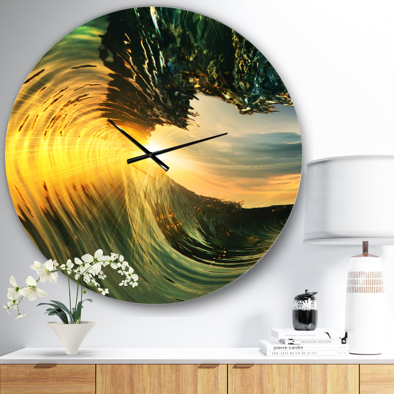 Colored Ocean Waves Falling Down VII - Modern Seashore Wall CLock