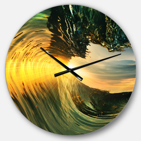 Colored Ocean Waves Falling Down VII - Modern Seashore Wall CLock