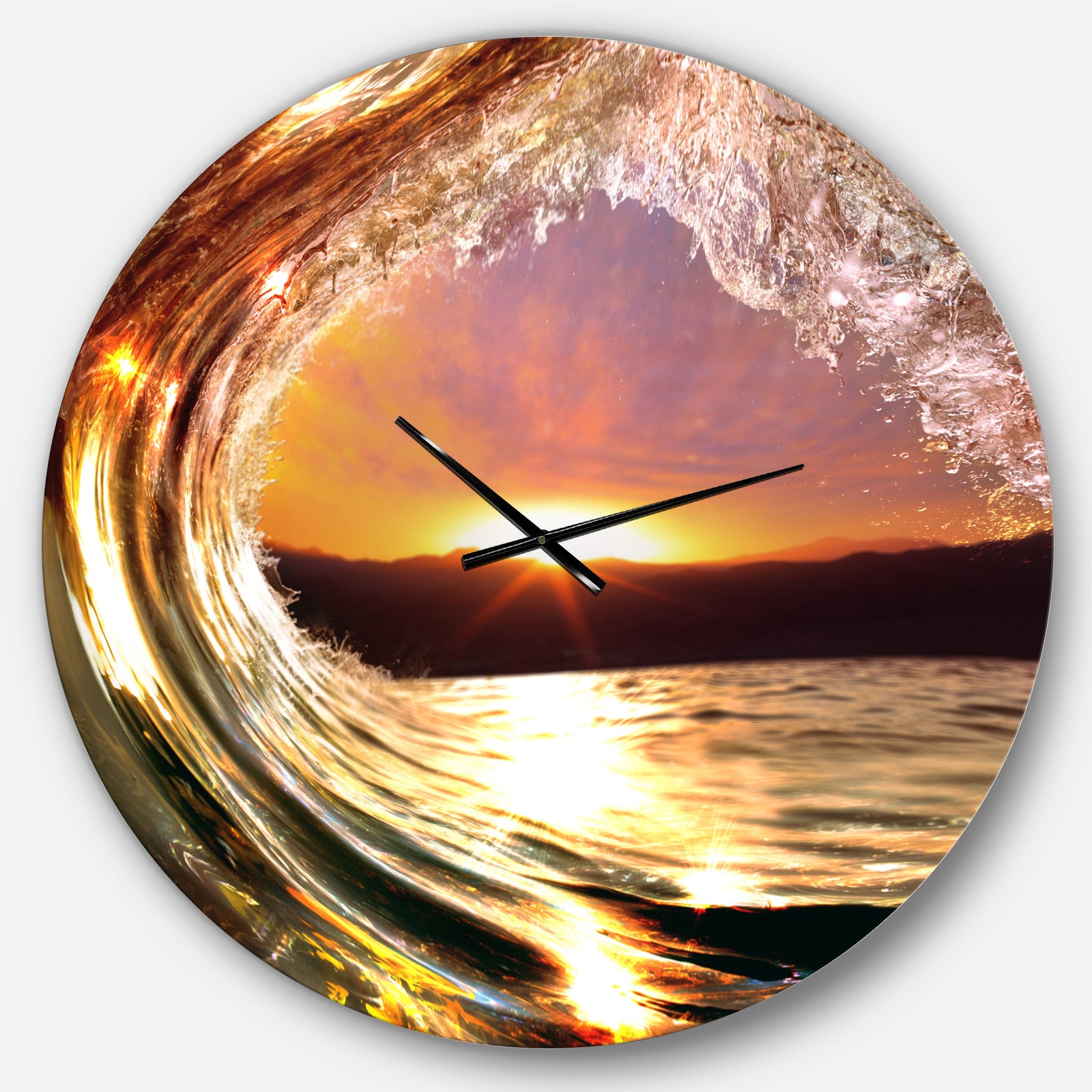 Colored Ocean Waves Falling Down VIII - Modern Seashore Wall CLock