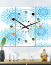 Circular Geometric In Blue - Oversized Mid-Century wall clock - 3 Panels