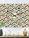 Gold black and white triangle - Oversized Mid-Century wall clock - 3 Panels