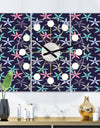 Retro Abstract Flower Design V - Oversized Mid-Century wall clock - 3 Panels