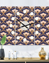 Retro Ornamental Design IX - Oversized Mid-Century wall clock - 3 Panels