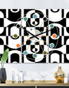 Monochrome Geometric Pattern VIII - Oversized Mid-Century wall clock - 3 Panels