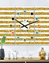 Golden Horizontal Lines  - Oversized Mid-Century wall clock - 3 Panels